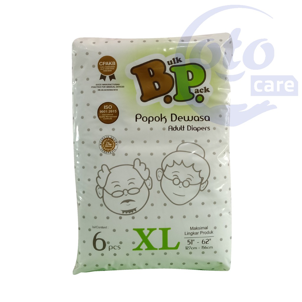 BP Popok Dewasa model Perekat Adult Diapers ukuran M / L / XL isi 8 / 6 pcs