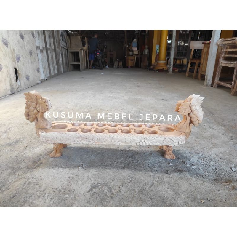 Dakon Congklak Kayu Jati Model Anggur Besar - Panjang 90cm