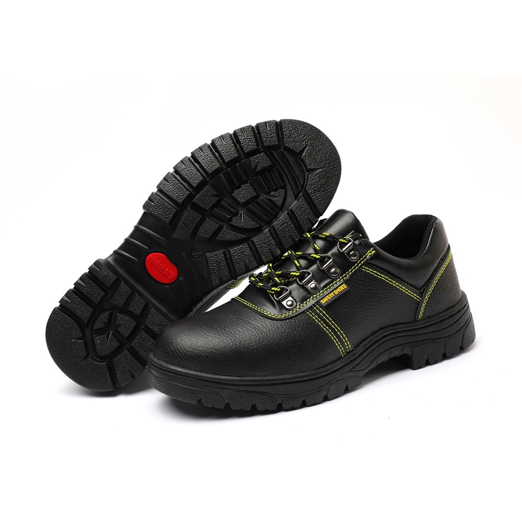 Safety Shoes Sepatu Safety Ujung Besi Low Cut Hitam Kuning