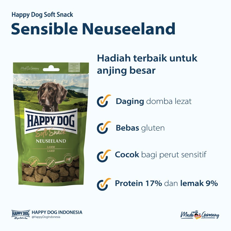 Happy Dog Snack Sensible Neuseeland 100 gr Cemilan Anjing Besar 100gr