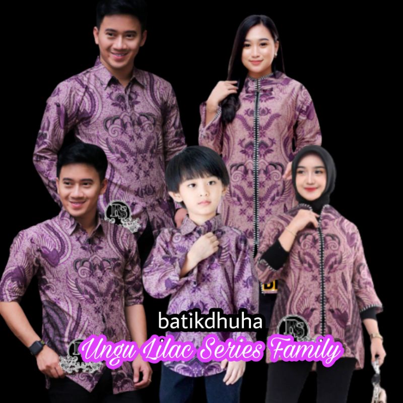 COUPLE BATIK FAMILY WARNA UNGU LILAC M L XL XXL