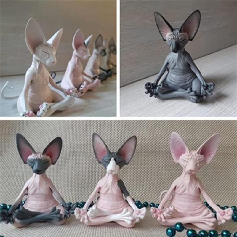 Miniatur Hewan Kucing Meditasi Handmade