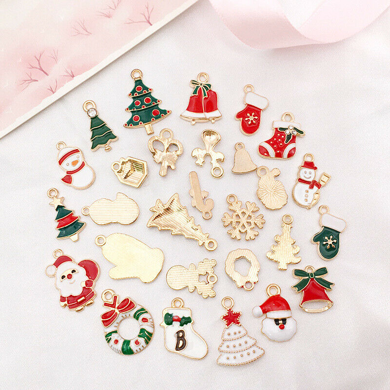 1 Set Liontin Gantung Enamel Seri Natal Warna-Warni Untuk Membuat Perhiasan Handmade DIY