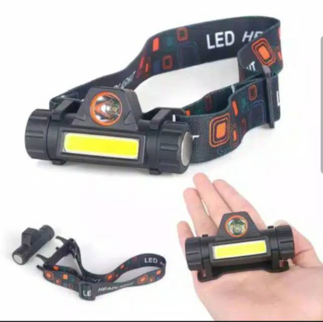 Senter Kepala Mini Head Lamp Led COB Rechargeable Plus Magnet