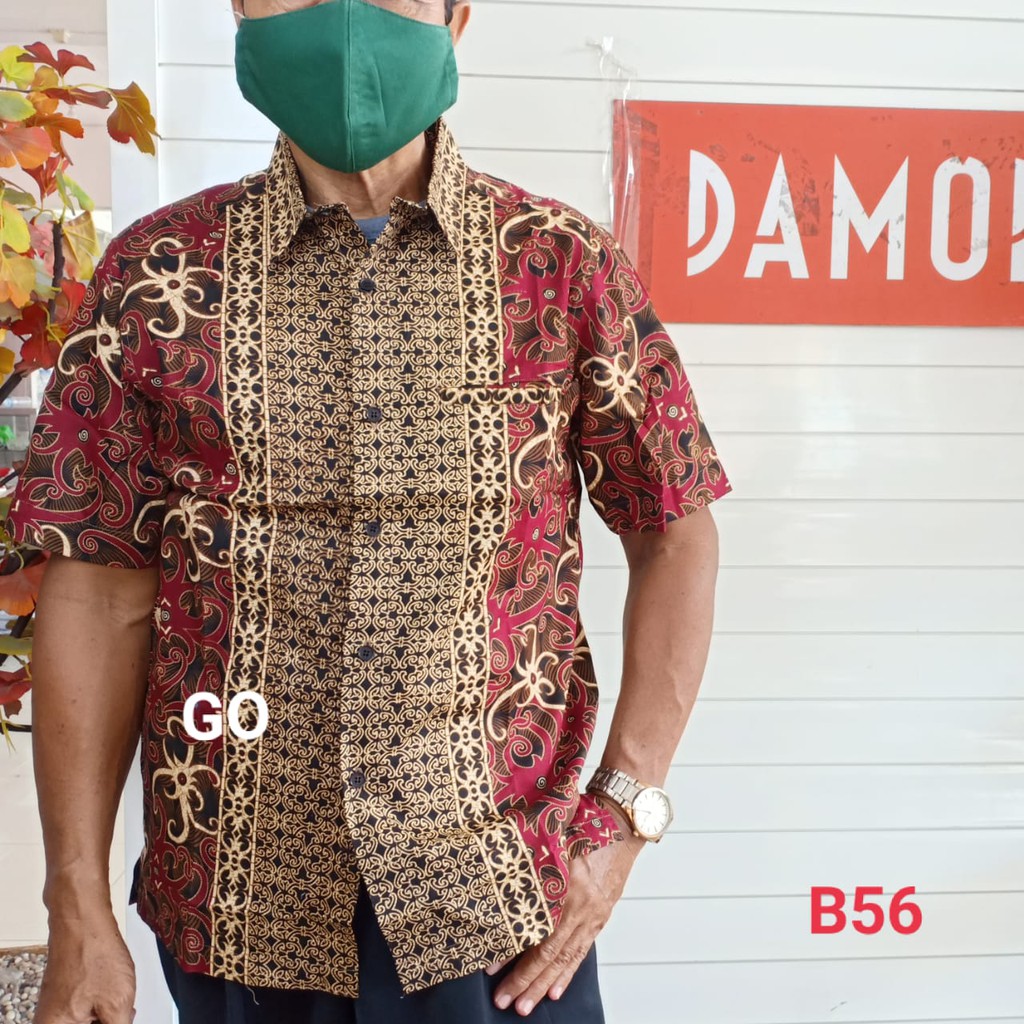 gof B DAMOR (CRESSIDA) KEMEJA BATIK Cowok Pakaian Pria Baju Batik Dewasa Lengan Pendek