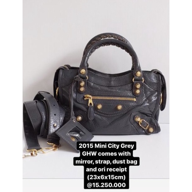 Balenciaga Mini City Dark Grey GHW 2015 Preloved