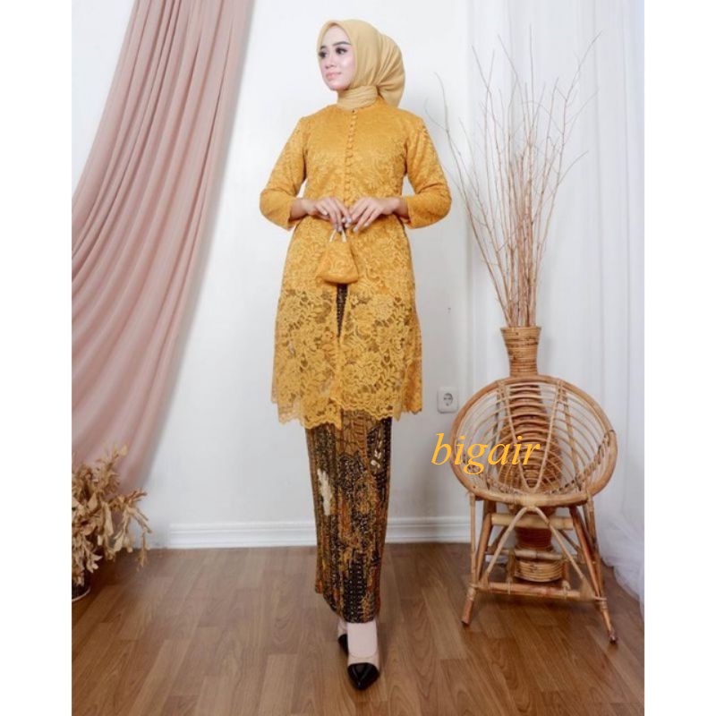 KEBAYA MODERN SETELAN KEBAYA BROKAT KANCING DEPAN/KEBAYA TUNIK BROKAT/KEBAYA PESTA/KEBAYA WISUDA//KEBAYA BROKAT  KANCING SERIBU BY BA