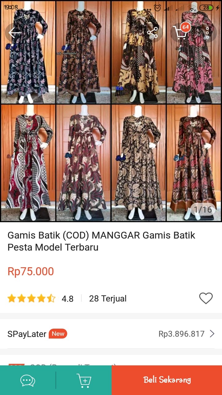 Gamis Batik (cod) Manggar Gamis Batik Pesta Model Terbaru