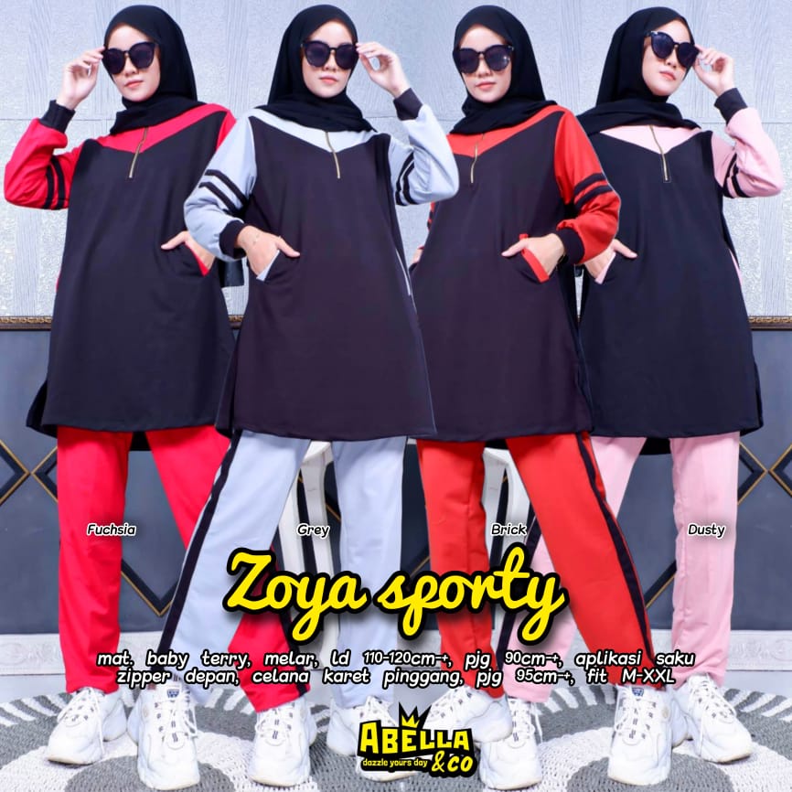 ZOYA SETELAN / 20.7 / BAHAN BABYTERRY / LD 110-120 CM / ALLSIZE JUMBO / ONESET SPORTY / ABELLA