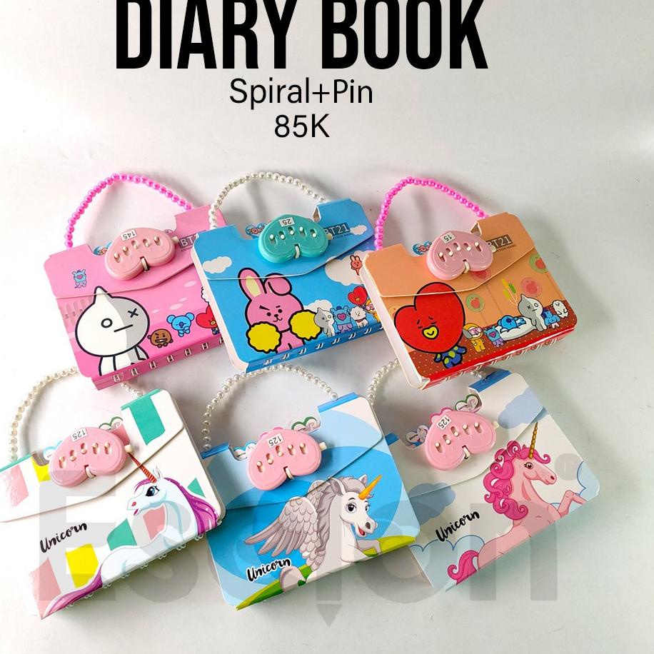 

F9C Diary Spiral Password PIN / Diary tas fancy / diary karakter 85K ➘➵