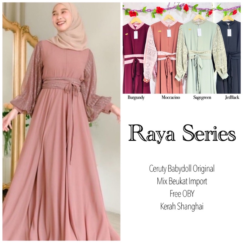 Raya Series Ceruty Babydoll Original Mix Brukat Import Free Oby