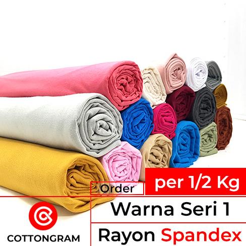 Kain Rayon Spandex Stretch Bahan Kaos Kiloan Seri 1 per Setengah Kg