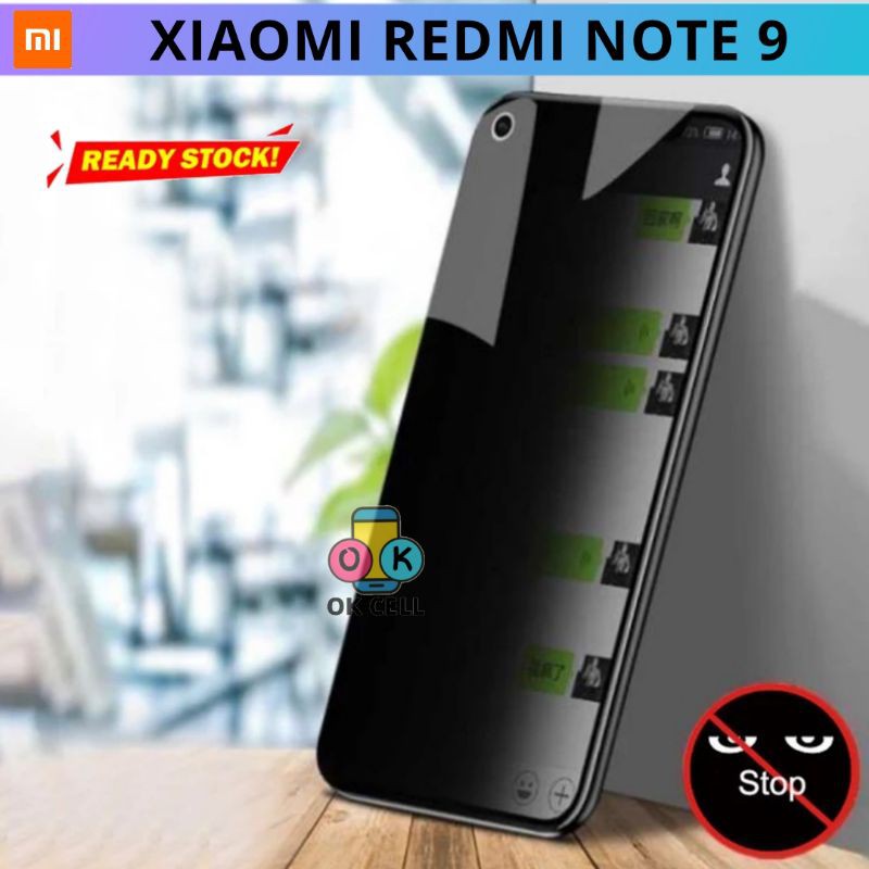 Tempered Glass Anti Spy Xiaomi Redmi Note 9 - TG Anti Gores Hitam Pelindung Full Layar Premium