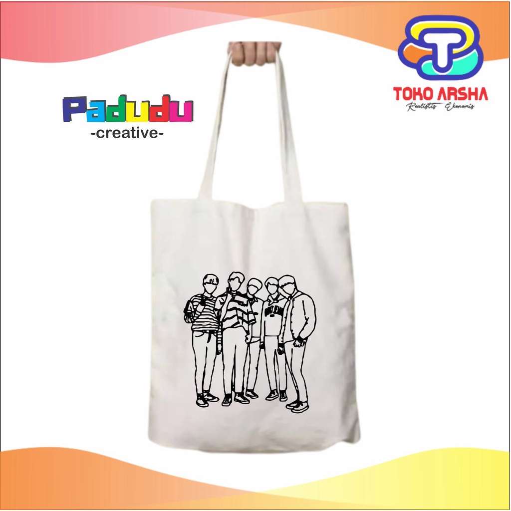 Totebag Vintage Resleting txt line drawing Aesthetic Tas Wanita Toko_Arsha