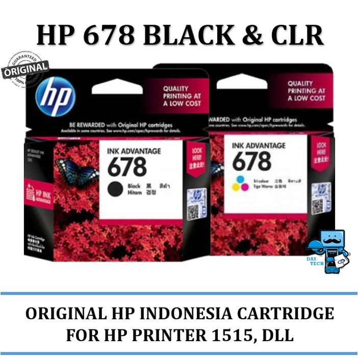 

TERBARU Tinta Original HP INK 678 Black & Colour Cartridge - For 1515, 2545