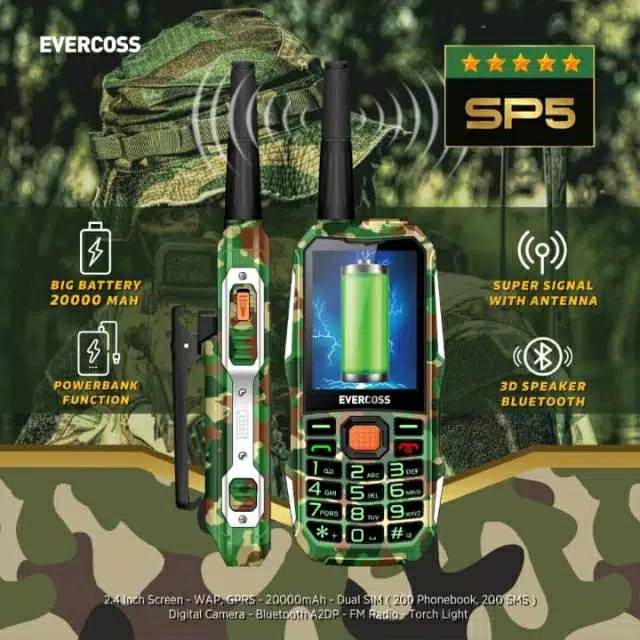 Evercoss Sp5 Layar 2 4 Inch Big Speaker Battery 20 000 Mah Bisa Jadi Powerbank Garansi Resmi Shopee Indonesia