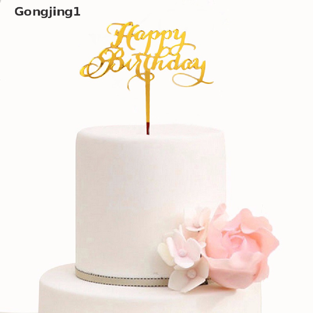 Gongjing1 Topper Kue Tulisan Happy Birthday Bahan Akrilik Untuk Dekorasi Pesta