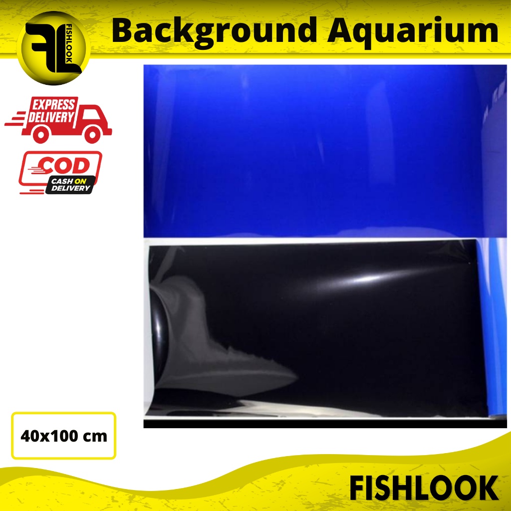 Background Aquarium Polos Biru / Hitam Tinggi 40 cm PERMETER