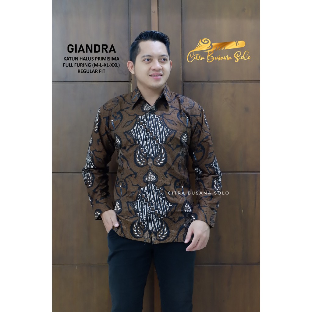 GIANDRA Kemeja Batik Pria Full Furing Bahan Katun Primisima