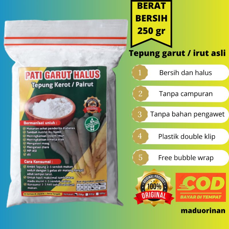 

Pati garut asli 250gr untuk obat asam lambung maag alami tepung angkrik irut arrowroot