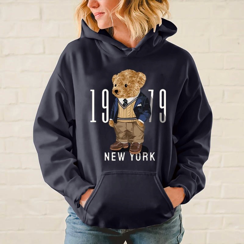 HOODIE WANITA OVERSIZE 1979 NEWYORK TEDDY // JUMPER WANITA SIZE M TO XXL FLEECE TEBAL PREMIUM LEMBUT TERBARU,