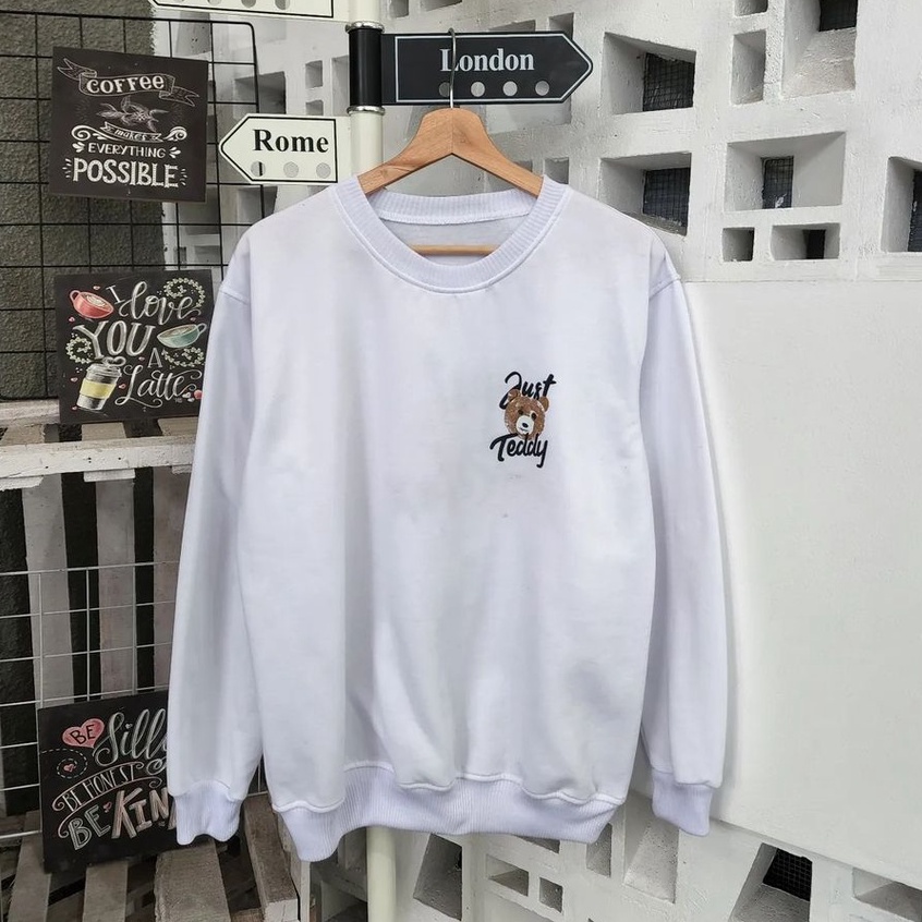 Sweater Crewneck Just Relax Tedddyy Bearrr Pakaian Basic Lucuu