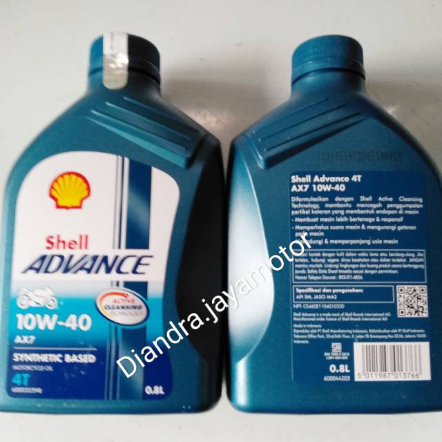 Oli shell advance ax7 4 tax uk.0.8 lt sae 10-40 for all motor bebek