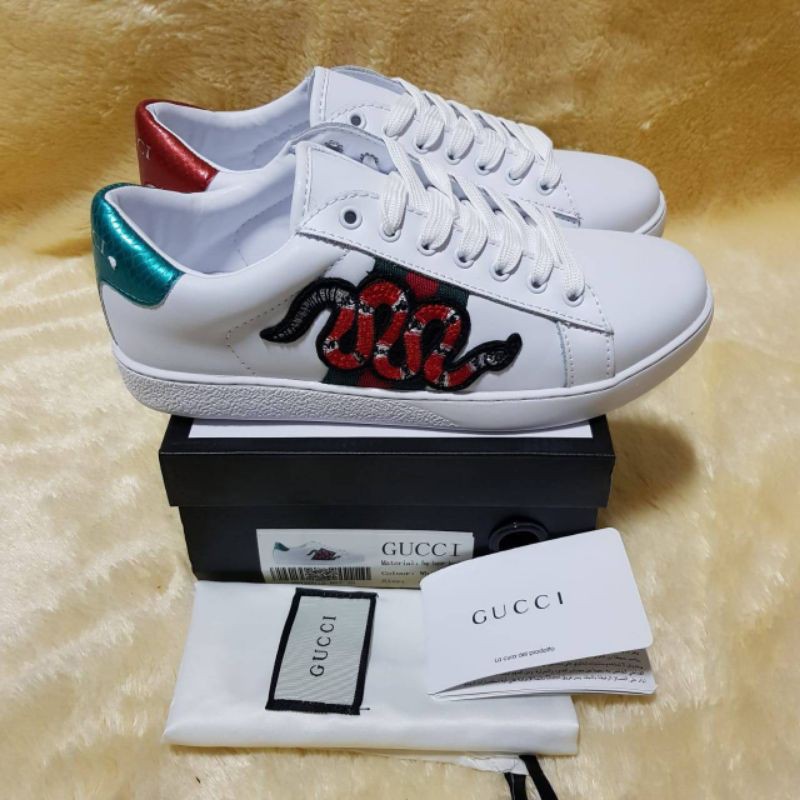 gucci ace snake embroidered