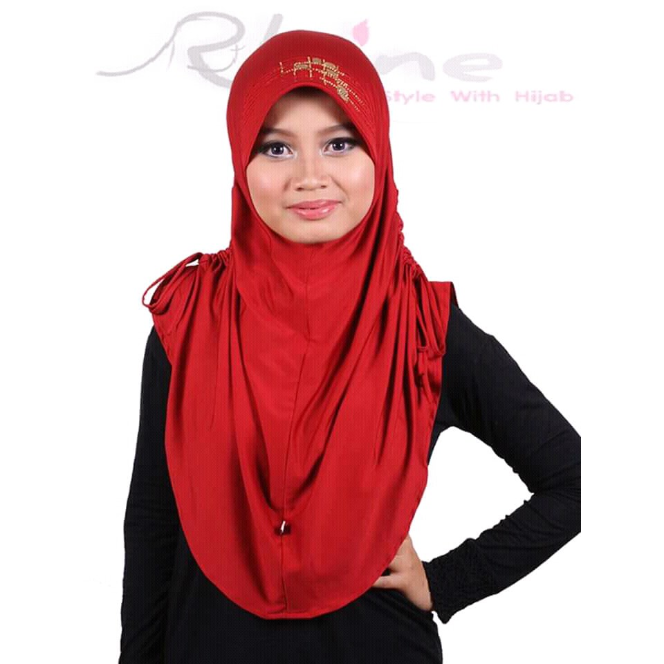 HIJAB INSTAN|JILBAB INSTAN AMBER GOLD MERAH