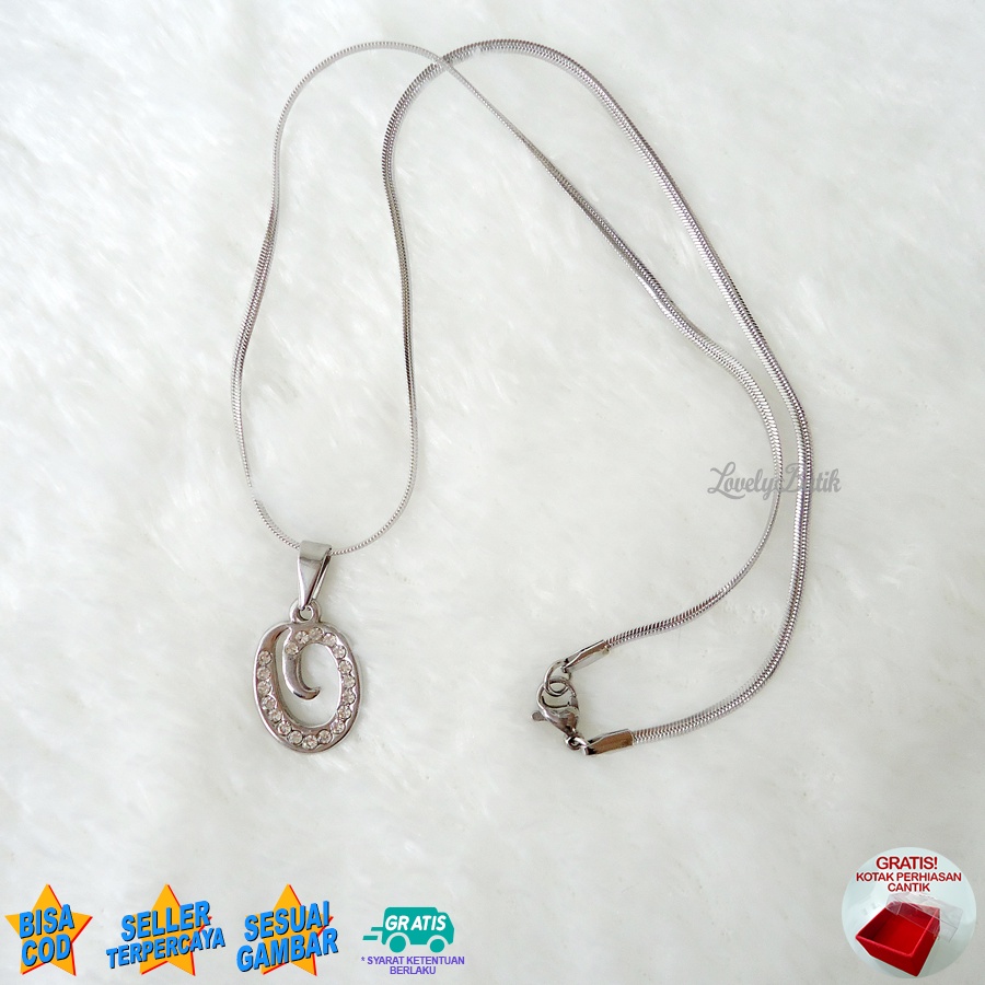 Lovelybutik Honey Kalung Inisial Huruf Titanium Anti Karat Kalung Hurup Abjad Alphabet Ins O Klasik  BONUS KOTAK PERHIASAN