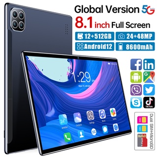 Tablet Android Asli 8GB + 256GB Tablet PC 8.1 Inci Layar Besar Screen Wifi 5G Dual SIM Tablet Murah