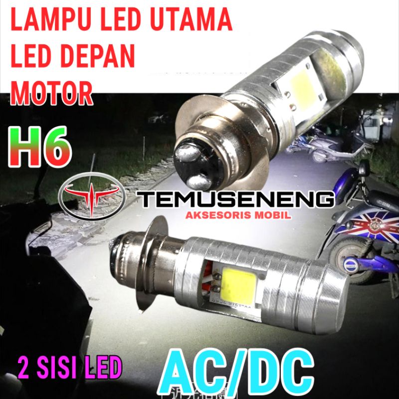 Lampu Motor Led Lempu Depan Lampu Utama Bebek Matic Soket H6 Led 2 Sisi Bisa Arus Ac Dc