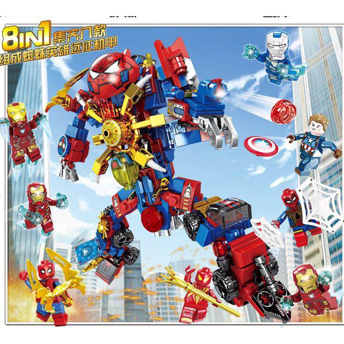 Brick Lego SY1456 Marvel Ironman Spiderman Robot Set isi 8