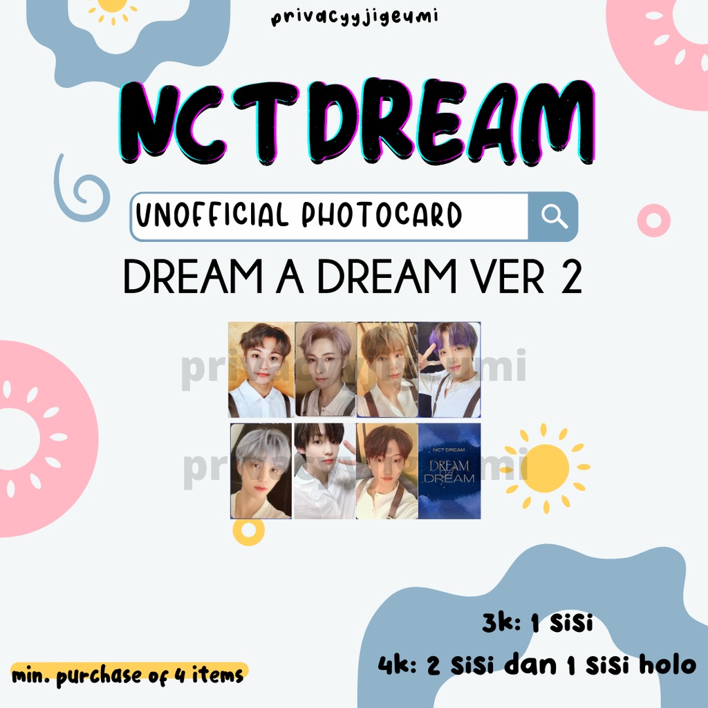 PHOTOCARD PC UNOFFICIAL NCT DREAM DREAM A DREAM PHOTOBOOK VER 2 DAD MARK RENJUN HAECHAN JENO JAEMIN 