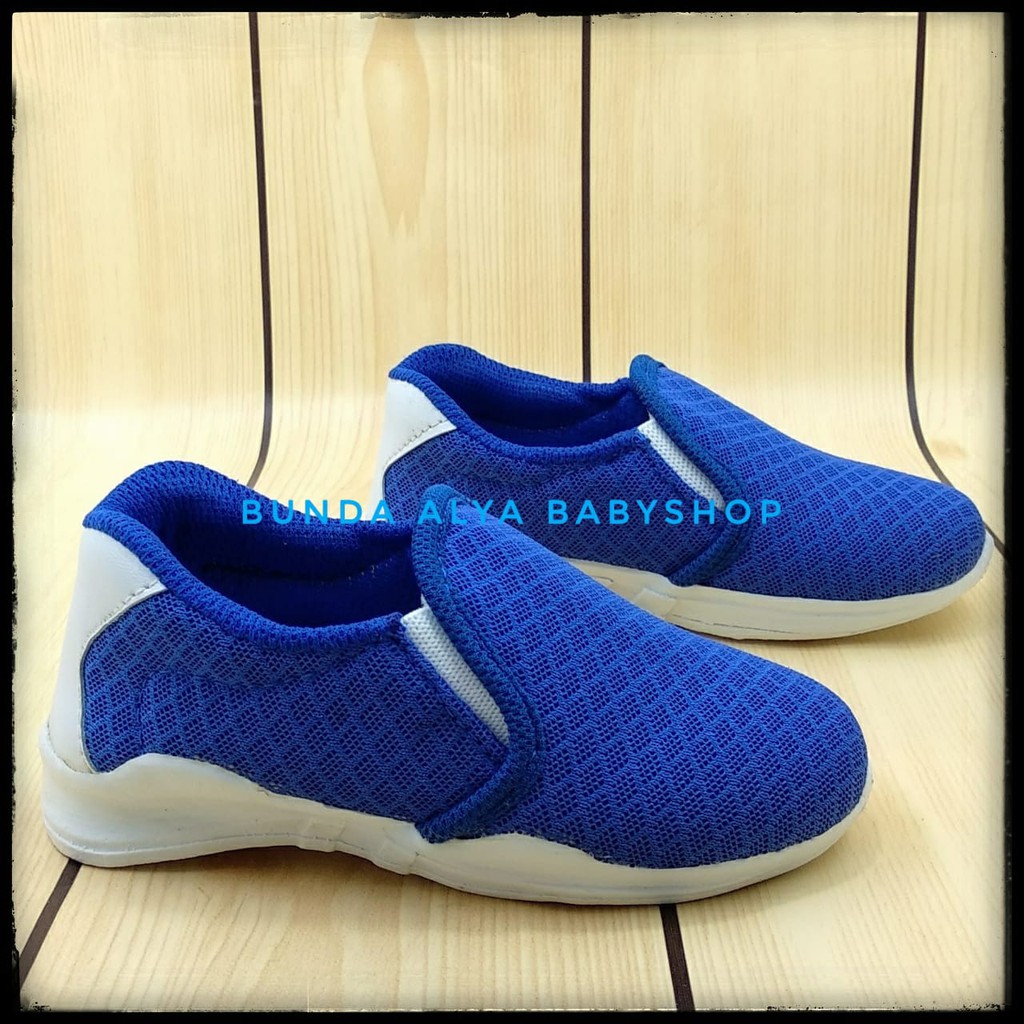 Sepatu Anak Laki Laki 2 - 6 Tahun Sport BIRU Sepatu Anak Cowok Cewek Sport Slip ON Alas Karet Anti Licin  Size 22 - 35