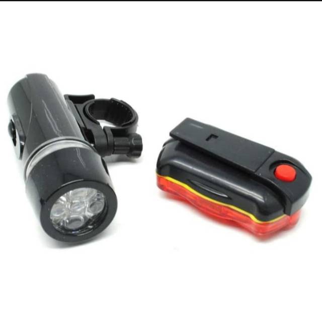 LAMPU SEPEDA SET DEPAN BELAKANG AKSESORIS SEPEDA 5 LED BIKE LAMP HB618 POWERBEAM ANTI AIR TERLARIS