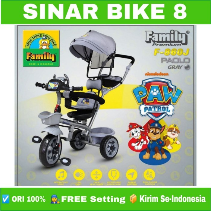 Sepeda Tricycle Anak Roda Tiga FAMILY PAOLO F - 860 J Musik Kanopi