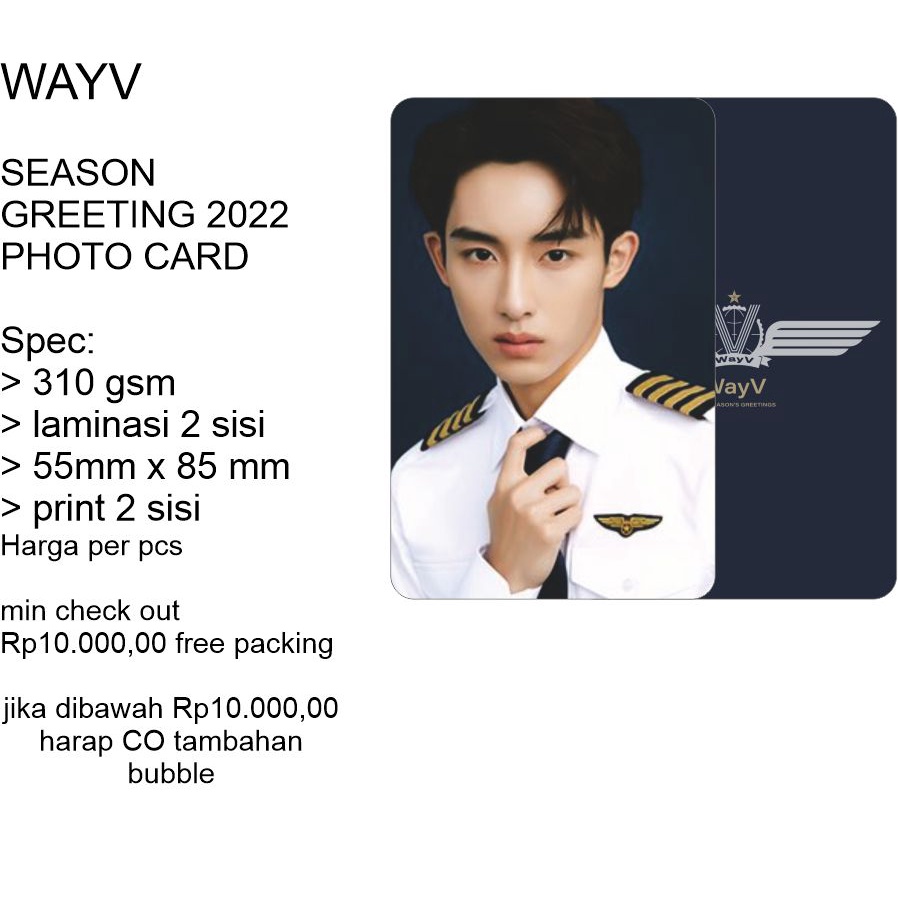 photocard unofficial wayv menyambut tahun versi pilot 2022