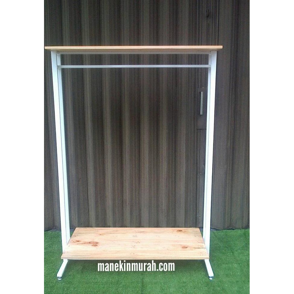 Gawang Kayu Bazar/Gawangan Baju Kayu/Gantungan Besi Ambalan Kayu