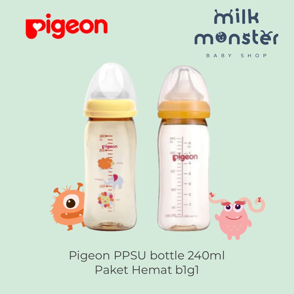 Pigeon B1G1 PPSU 160ml dan 240 ml w P plus nipple botol susu paket hemat