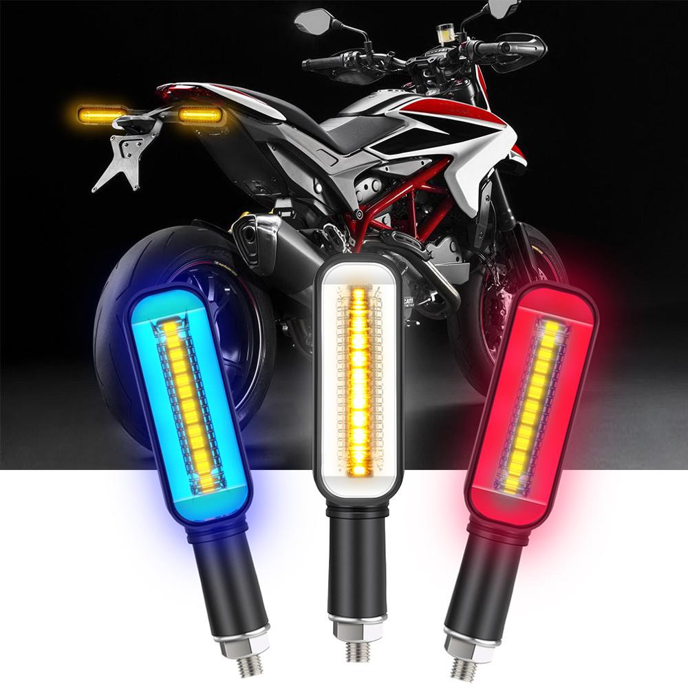 2Pc Universal LED Sepeda Motor Lampu Sein DRL Moto Flasher Indikator Blinker Mengalir Berkedip Moto Ekor Lampu Fleksibel