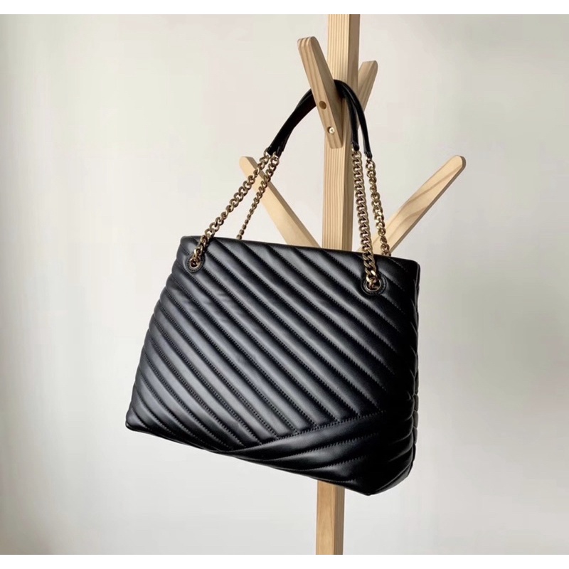 Tory Burch Kira Chevron Tote New Authentic Black