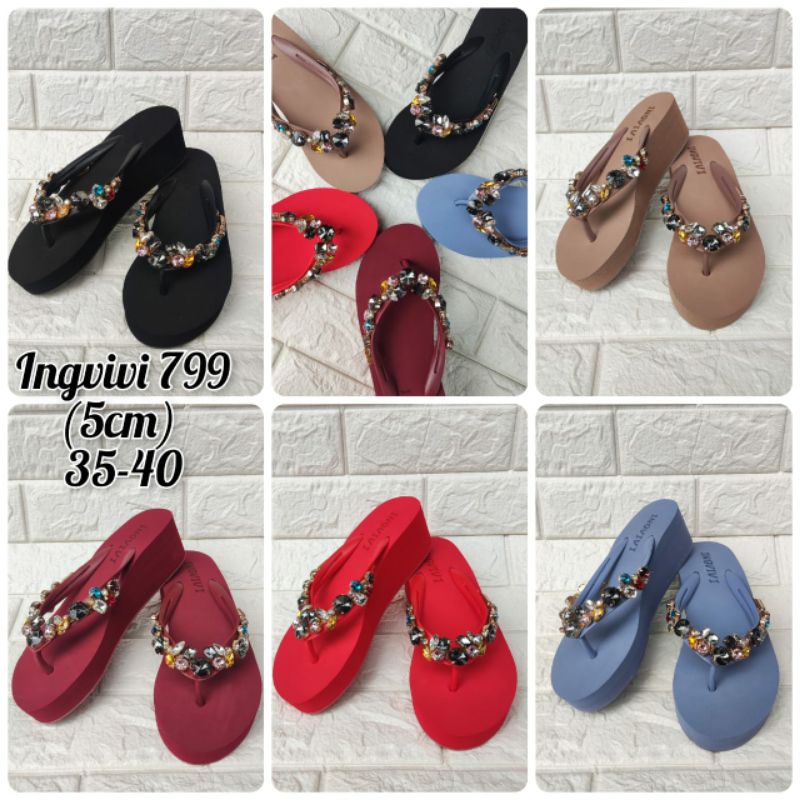 SANDAL JEPIT INGVIVI 799 SWAROSKI WEDGES 5cm