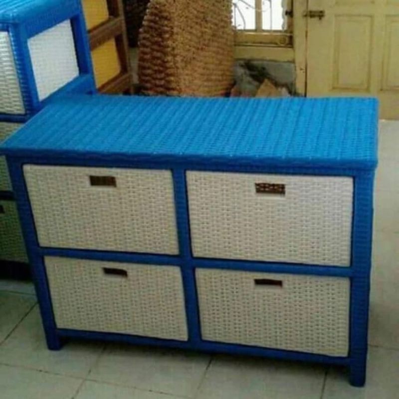 lemari penyimpanan rotan sintetis 4laci