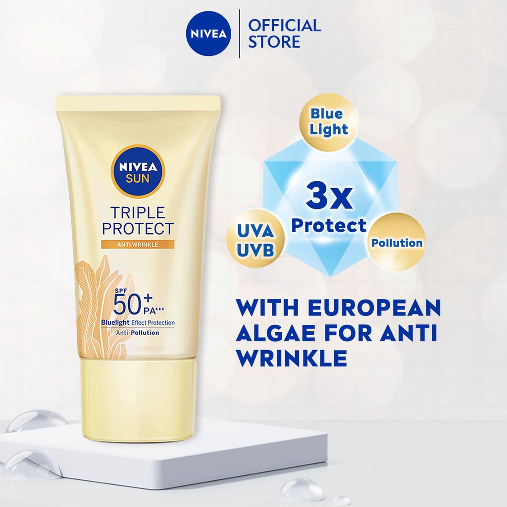 Nivea Sunscreen Wajah SPF50 PA+++ Sun Face Protect Series - Varian: Instant Aura / Oil control / C&amp;E / Triple Protect Hokkaido Rose / Anti Wrinkle Sun Serum Suncreen Nivea