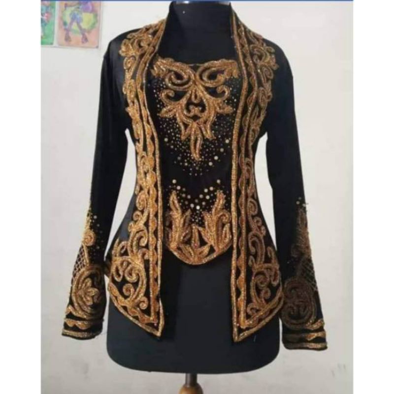 sepasang baju pengantin bludru payet