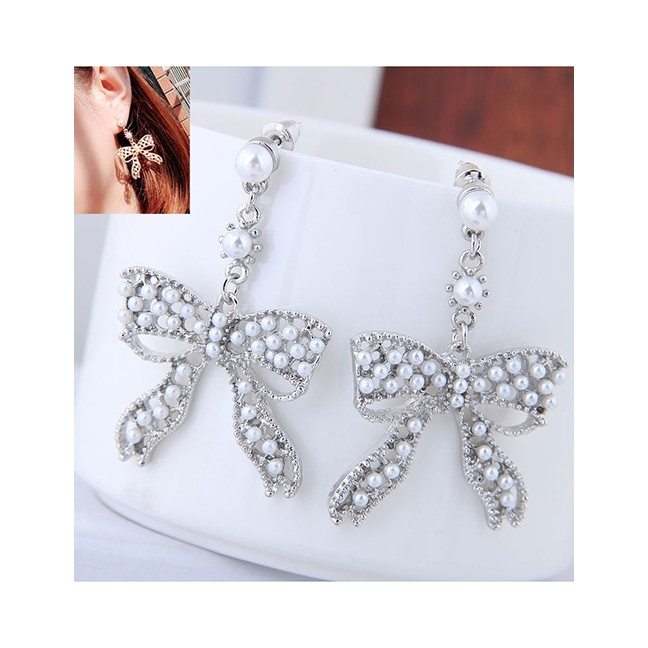 LRC Anting Tusuk Fashion Bowknot Shape Decorated A567XX