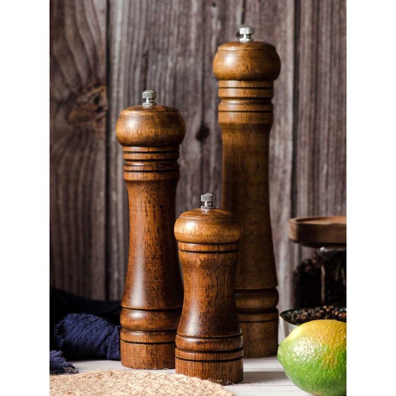 Penggiling Biji Lada Garam Manual Kayu Spice Pepper Mill Grinder