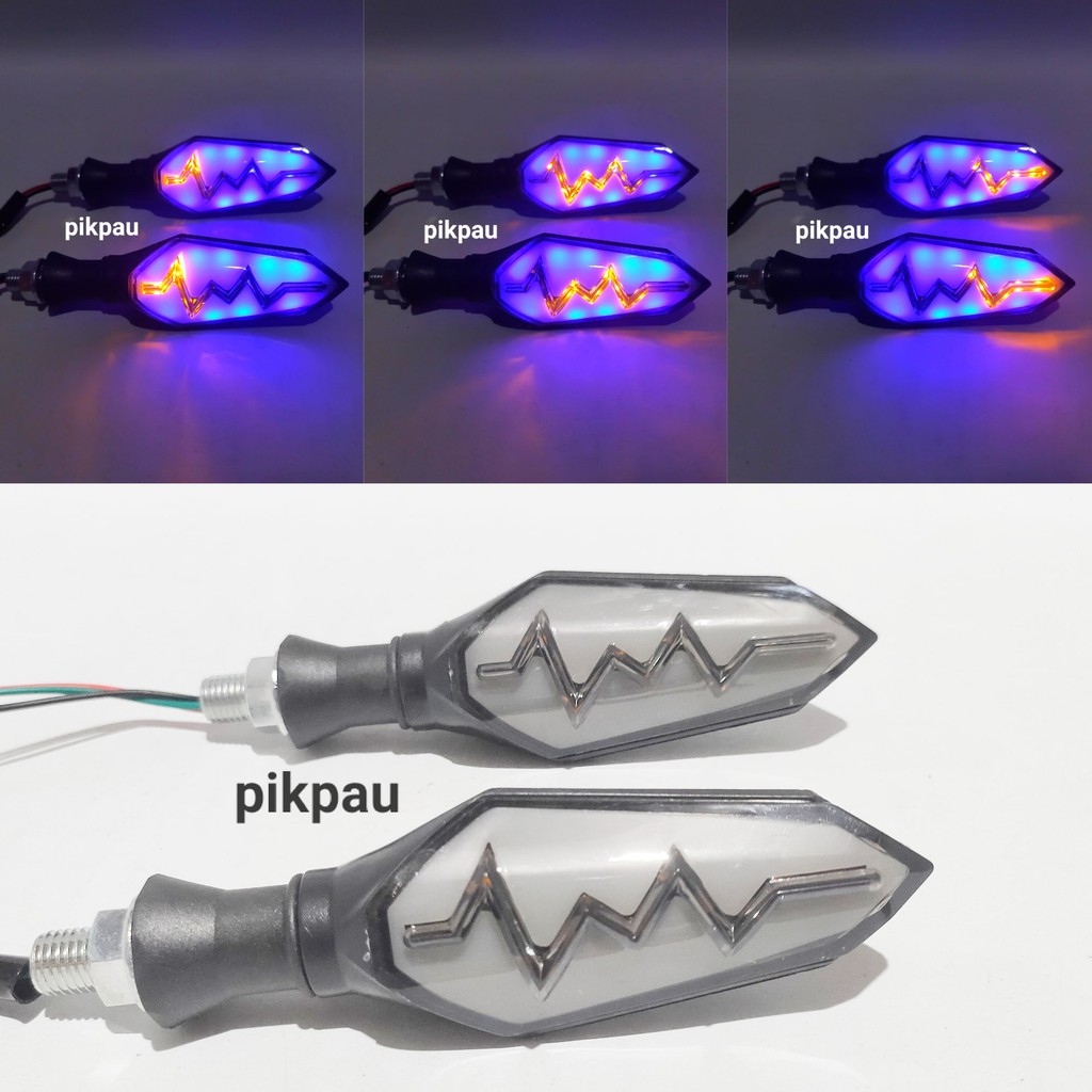 Lampu Sein Running 2 Sisi 2 Warna Gen Universal Sein Kuning Waterproof