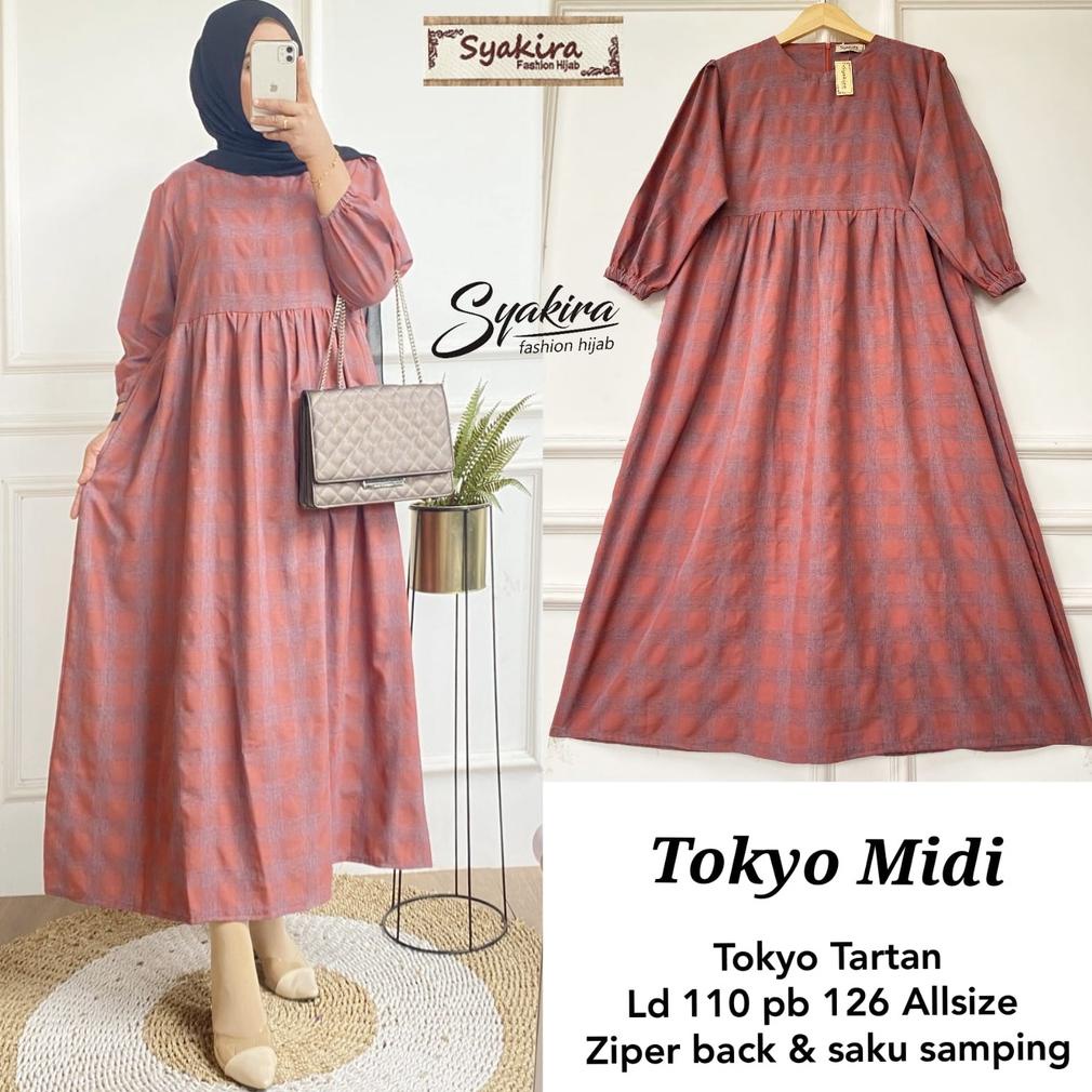 [Art. 5467] Gamis Misi Dress Katun Ppremium Motif Kotak Kotak Allsize Ld 110 Midi Dress Muslim Terbaru 2021